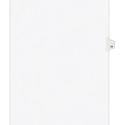 Dividers|Avery Legal Pre-Printed Paper Dividers, Side Tab #34, White, Style, Letter Size, 25/Pack (01034)