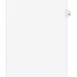 Dividers|Avery Legal Pre-Printed Paper Dividers, Side Tab #29, White, Style, Letter Size, 25/Pack (01029)