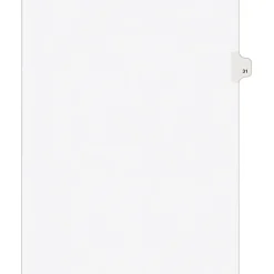 Dividers|Avery Legal Pre-Printed Paper Dividers, Side Tab #31, White, Style, Letter Size, 25/Pack (01031)