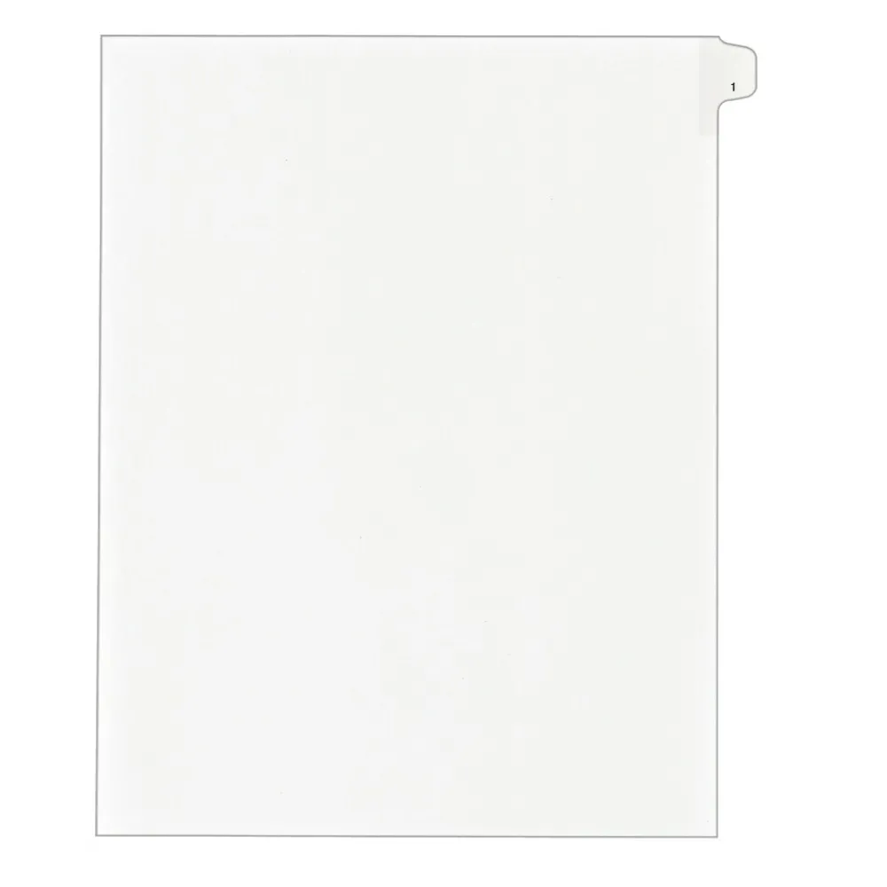 Dividers|Avery Legal Pre-Printed Paper Dividers, Side Tab #1, White, Allstate Style, Letter Size, 25/Pack (82199)
