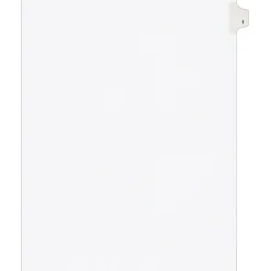 Dividers|Avery Legal Pre-Printed Paper Dividers, Side Tab #1, White, Style, Letter Size, 25/Pack (11911)