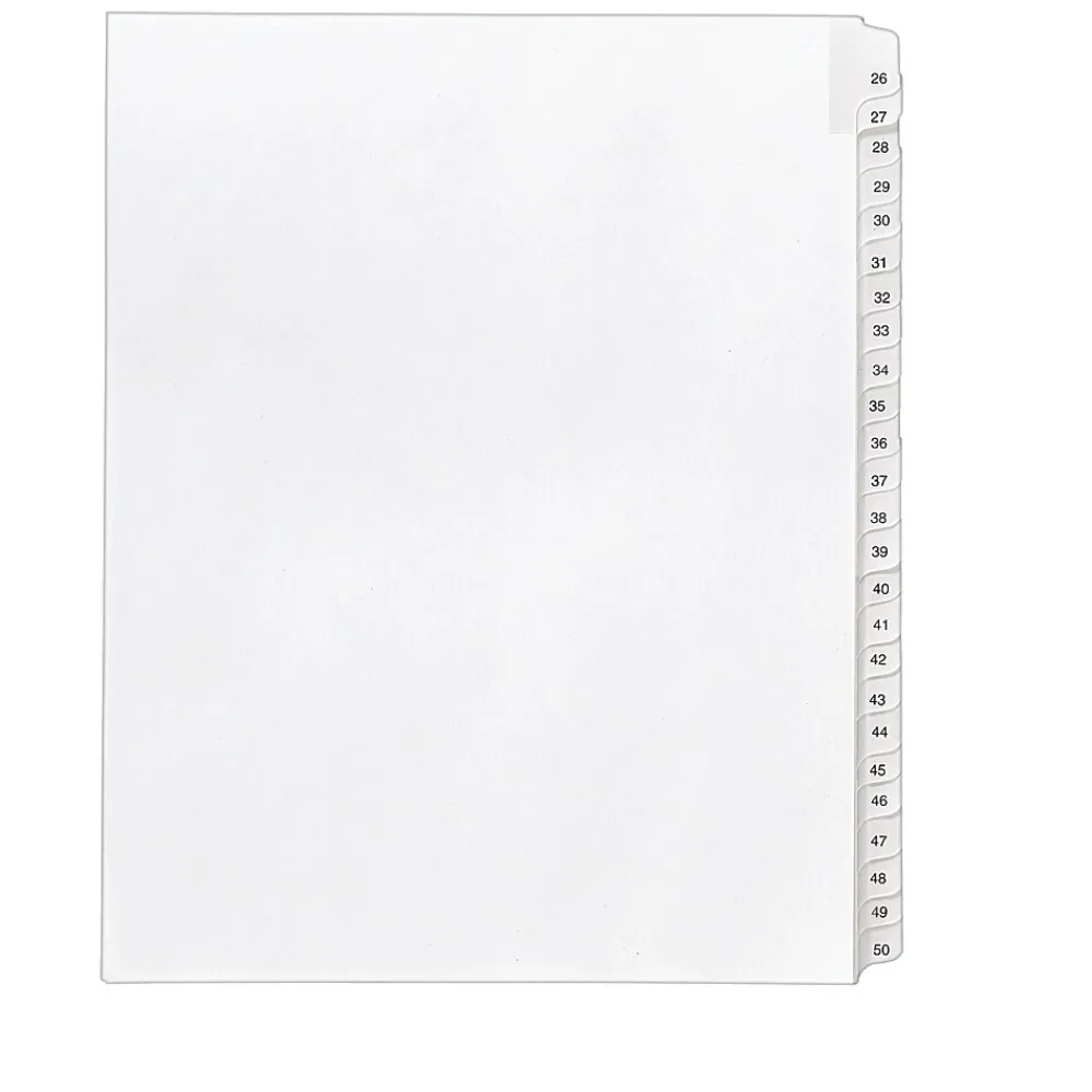 Dividers|Avery Legal Pre-Printed Paper Divider Collated Set, 26-50 Tabs, White, Allstate Style, Letter Size (01702)