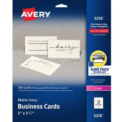 Business Cards*Avery Microperforated Business Cards, 2" x 3 1/2", Matte Ivory, 250 Per Pack (5376)