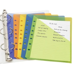 Dividers|Avery Mini Binder Pockets for 5 1/2" x 8 1/2" Paper, Assorted Colors, 5/Pack (75307)