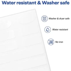 Labels|Avery No-Iron Fabric Labels, Assorted Shapes and Sizes, White, Non-Printable, 45 Labels/Pack (40700)