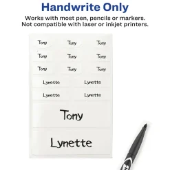 Labels|Avery No-Iron Fabric Labels, Assorted Shapes and Sizes, White, Non-Printable, 45 Labels/Pack (40700)