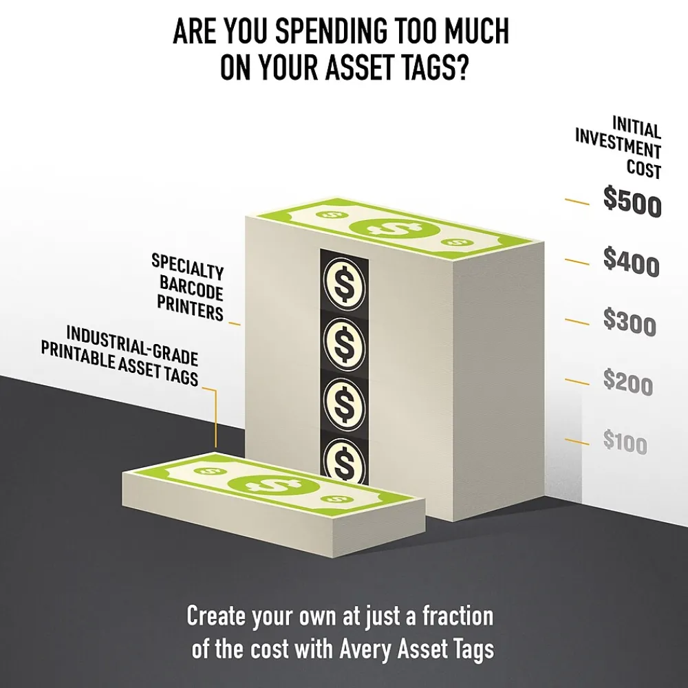 Labels|Avery PermaTrack Durable Laser Asset Tag Labels, 3/4" x 2", White, 240 Asset Tags/Pack (61526)