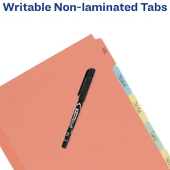Dividers|Avery Plain Tab Write-On Paper Dividers, 5 Tabs, Multicolor, 36 Sets/Pack (11508)
