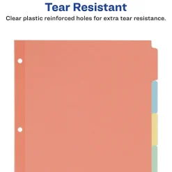 Dividers|Avery Plain Tab Write-On Paper Dividers, 5 Tabs, Multicolor, 36 Sets/Pack (11508)