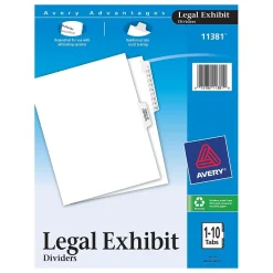 Dividers|Avery Premium Collated Legal Paper Dividers, 1-10 & Table of Content Tabs, White, Style, Letter Size (11381)