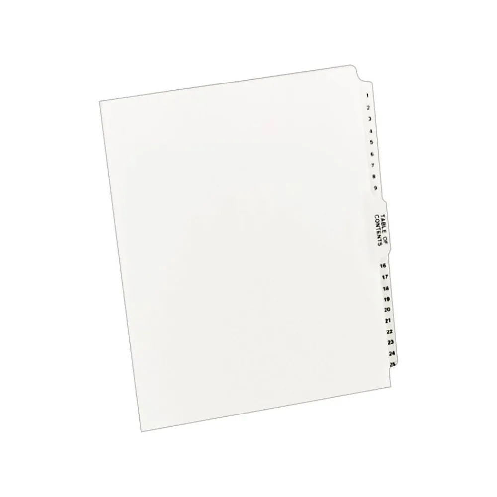 Dividers|Avery ® Premium Collated Legal Divider with 1-25/Table of Contents Tab Set, Letter (11370)