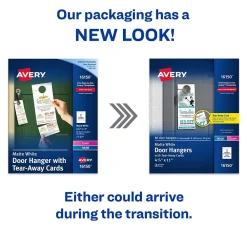 Business Cards*Avery Printable Door Hangers with Tear-Away Cards, 4 1/4" x 11", Matte White, Laser/Inkjet, 80/Pack (16150)