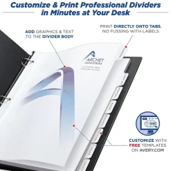 Dividers|Avery Print-On Paper Dividers, 8 Tabs, White (11528)