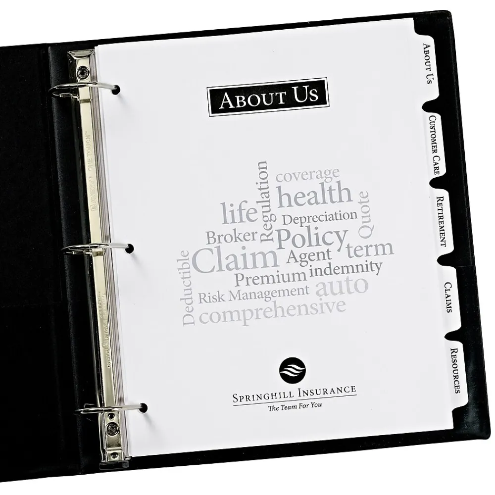 Dividers|Avery Print-On Paper Dividers, 5 Tabs, White (11511)