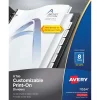 Dividers|Avery Print-On Paper Dividers, 8 Tabs, White, 25 Sets/Pack (11554)