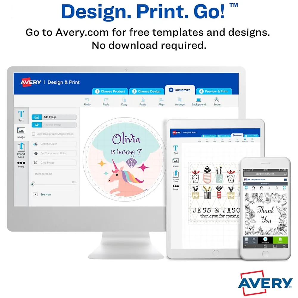 Labels|Avery Print-to-the-Edge Laser/Inkjet Oval Labels, 1 1/2" x 2 1/2", White, 450 Labels/Pack (22564)