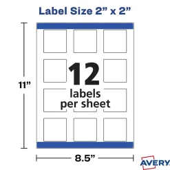 Outlet Avery Print-to-the-Edge Laser/Inkjet Square Labels, 2