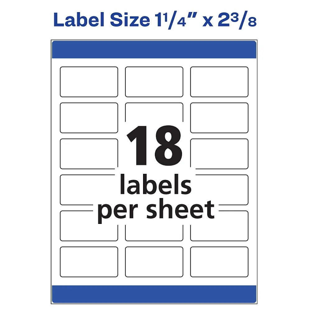 Outlet Avery Print-to-the-Edge Laser Address Labels, 1-1/4" x 2-3/8", White, 450 Labels/Pack (6871)