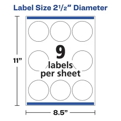Sale Avery Print-to-the-Edge Laser/Inkjet Round Labels, 2 1/2
