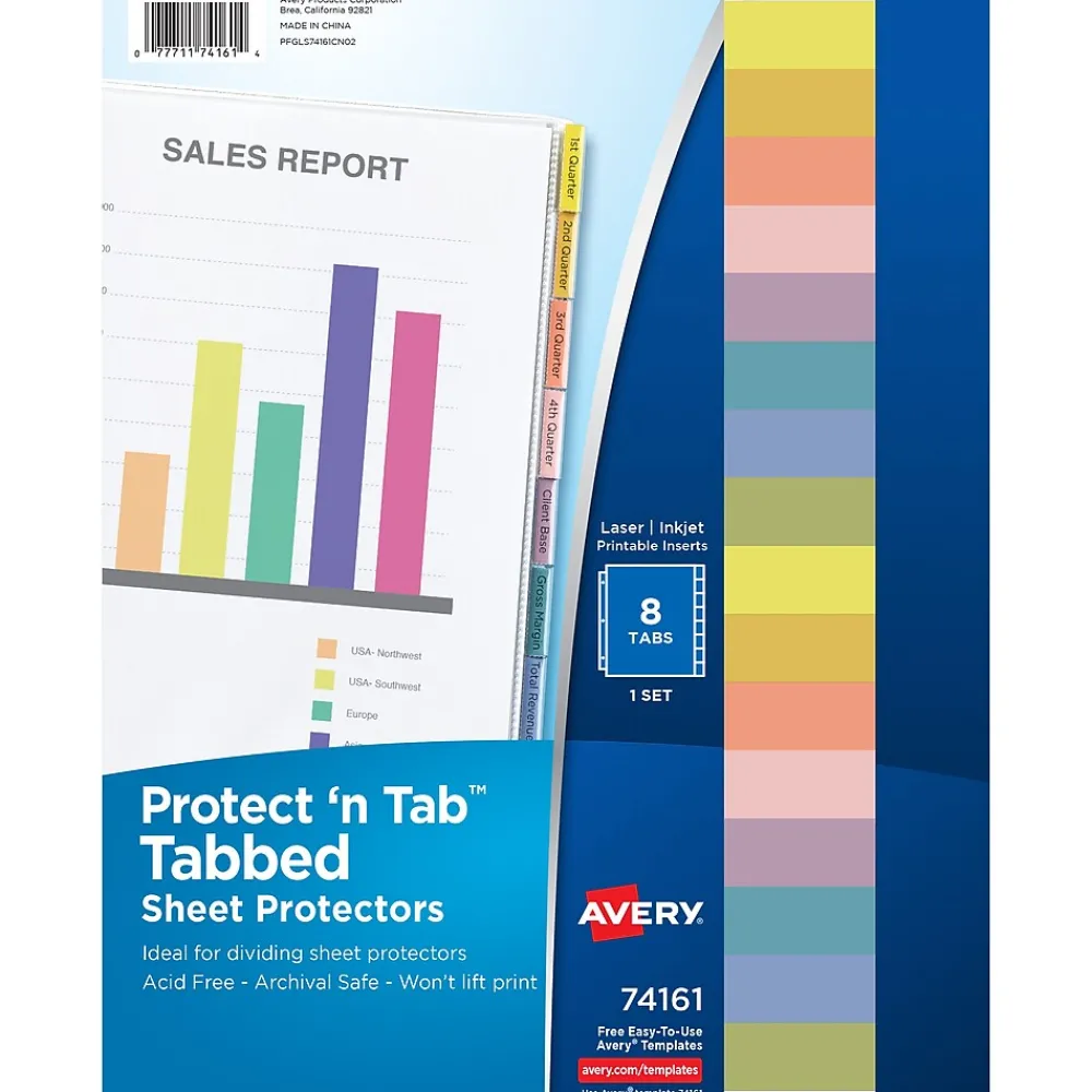 Sheet Protectors|Avery Protect 'n Tab Heavyweight Sheet Protectors, 8-1/2" x 11", Clear, 1/Set (74161)