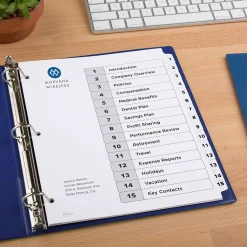 Dividers|Avery Ready Index Customizable Table Of Contents Preprinted Paper Dividers, 15-Tab, White, 3 Sets/Pack (11079)