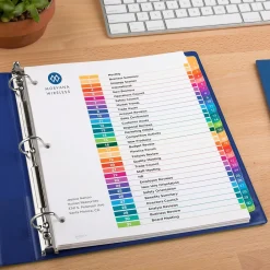 Dividers|Avery Ready Index Table of Contents Paper Dividers, 1-31 Tabs, Multicolor, 6 Sets/Pack (11831)