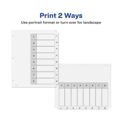Dividers|Avery Ready Index Table of Contents Paper Dividers, 1-8 Tabs, White, 6 Sets/Pack (11822)