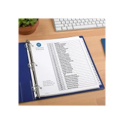 Dividers|Avery Ready Index Table of Contents Paper Dividers, 1-31 Tabs, White, 6 Sets/Pack (11827)