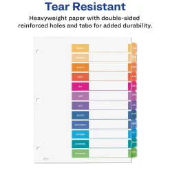 Dividers|Avery Ready Index Table of Contents Pre-Printed Monthly Paper Divider, Jan-Dec, Multicolor, 6 Sets (11830)