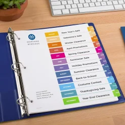 Dividers|Avery Ready Index Table of Contents Pre-Printed Monthly Paper Divider, Jan-Dec, Multicolor, 6 Sets (11830)