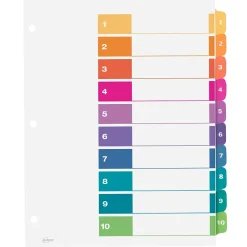 Dividers|Avery Ready Index Table of Contents Paper Dividers, 1-10 Tabs, Multicolor (11135)