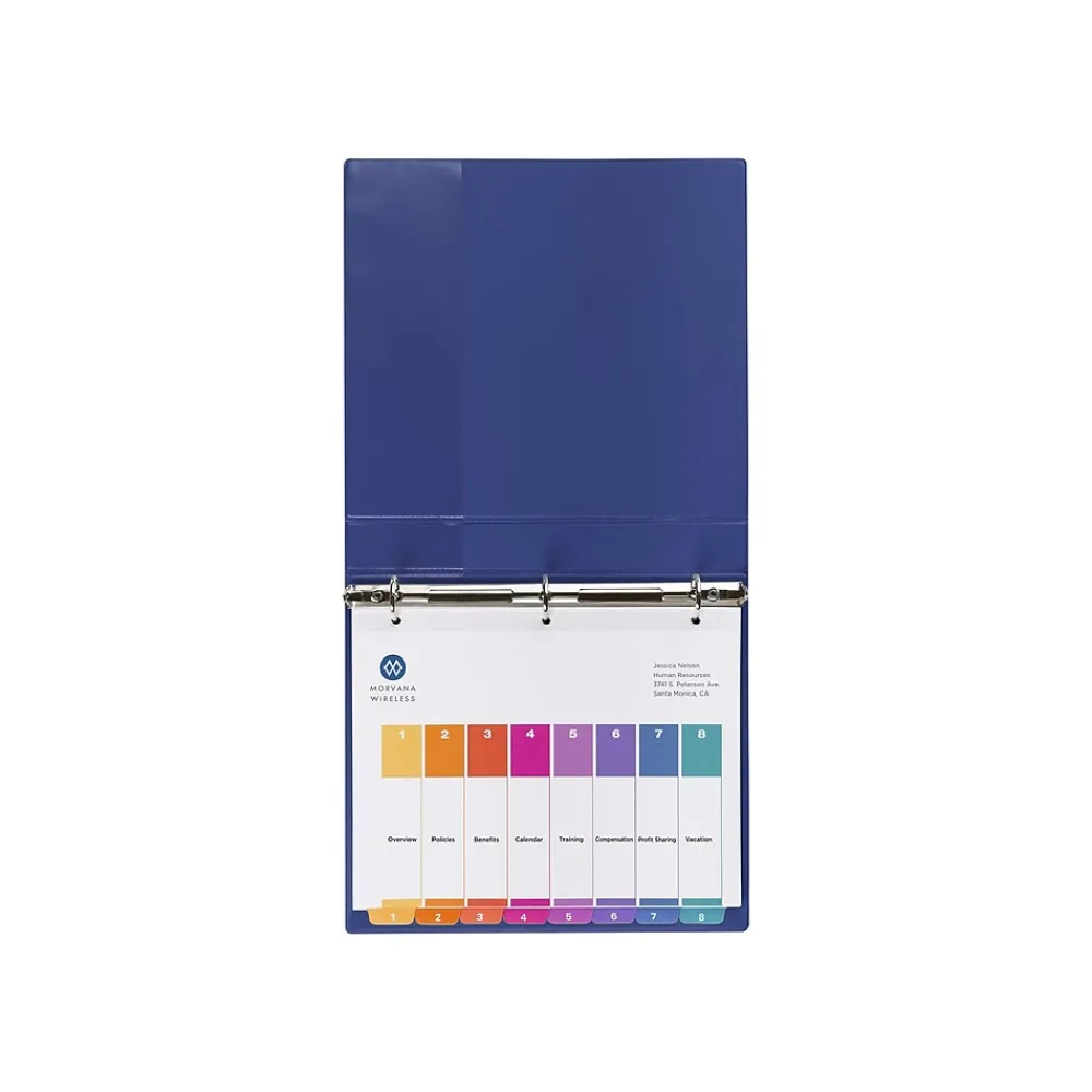 Dividers|Avery Ready Index Table of Contents Paper Dividers, 1-8 Tabs, Multicolor (11133)