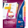 Dividers|Avery Ready Index Table of Contents Paper Dividers, 1-5 Tabs, Multicolor (11131)