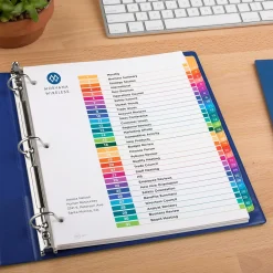 Dividers|Avery Ready Index Table of Contents Pre-Printed Numeric Paper Divider, 31 Tabs, Multicolor, 1 Set (11129)