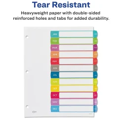 Dividers|Avery Ready Index Table of Contents Paper Dividers, 1-12 Tabs, Contemporary Multicolor (11847)