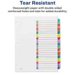 Dividers|Avery Ready Index Table of Contents Paper Dividers, A-Z Tabs, Contemporary Multicolor (11844)
