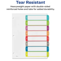 Dividers|Avery Ready Index Table of Contents Paper Dividers, 1-8 Tabs, Contemporary Multicolor (11841)