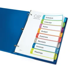 Dividers|Avery Ready Index Table of Contents Paper Dividers, 1-8 Tabs, Contemporary Multicolor (11841)