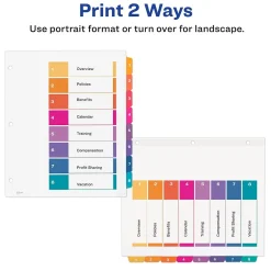 Dividers|Avery Ready Index Table of Contents Extra-Wide Paper Dividers, 1-8 Tab, Multicolor (11163)
