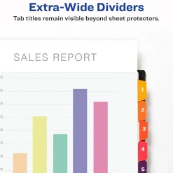 Dividers|Avery Ready Index Table of Contents Extra-Wide Paper Dividers, 1-10 Tab, Multicolor (11165)