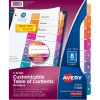 Dividers|Avery Ready Index Table of Contents Pre-Printed Numeric Paper Divider, 8 Tabs, Multicolor, 6 Sets (11186)