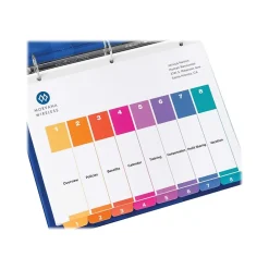 Dividers|Avery Ready Index Table of Contents Pre-Printed Numeric Paper Divider, 8 Tabs, Multicolor, 6 Sets (11186)