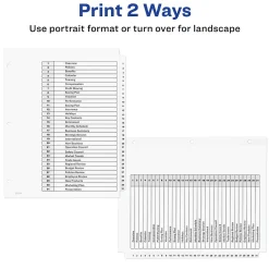 Dividers|Avery Ready Index Table of Contents Pre-Printed Numeric Paper Divider, 31 Tabs, White, 1 Set (11128/RI21331C)