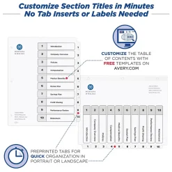 Dividers|Avery Ready Index Table of Contents Paper Dividers, 1-10 Tabs, White (11134)