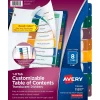 Dividers|Avery Ready Index Table of Contents Plastic Dividers, 1-8 Tabs, Multicolor (11817)