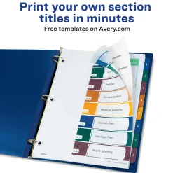 Dividers|Avery Ready Index Table of Contents Plastic Dividers, 1-8 Tabs, Multicolor (11817)