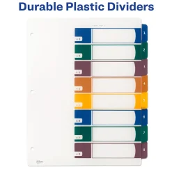 Dividers|Avery Ready Index Table of Contents Plastic Dividers, 1-8 Tabs, Multicolor (11817)