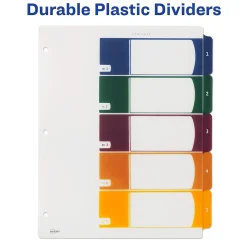 Dividers|Avery Ready Index Table of Contents Plastic Dividers, 1-5 Tabs, Multicolor (11816)
