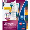 Dividers|Avery Ready Index Table of Contents Plastic Dividers, 1-10 Tabs, Multicolor (11818)