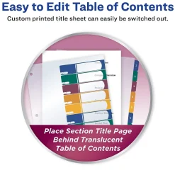 Dividers|Avery Ready Index Table of Contents Plastic Dividers, 1-10 Tabs, Multicolor (11818)